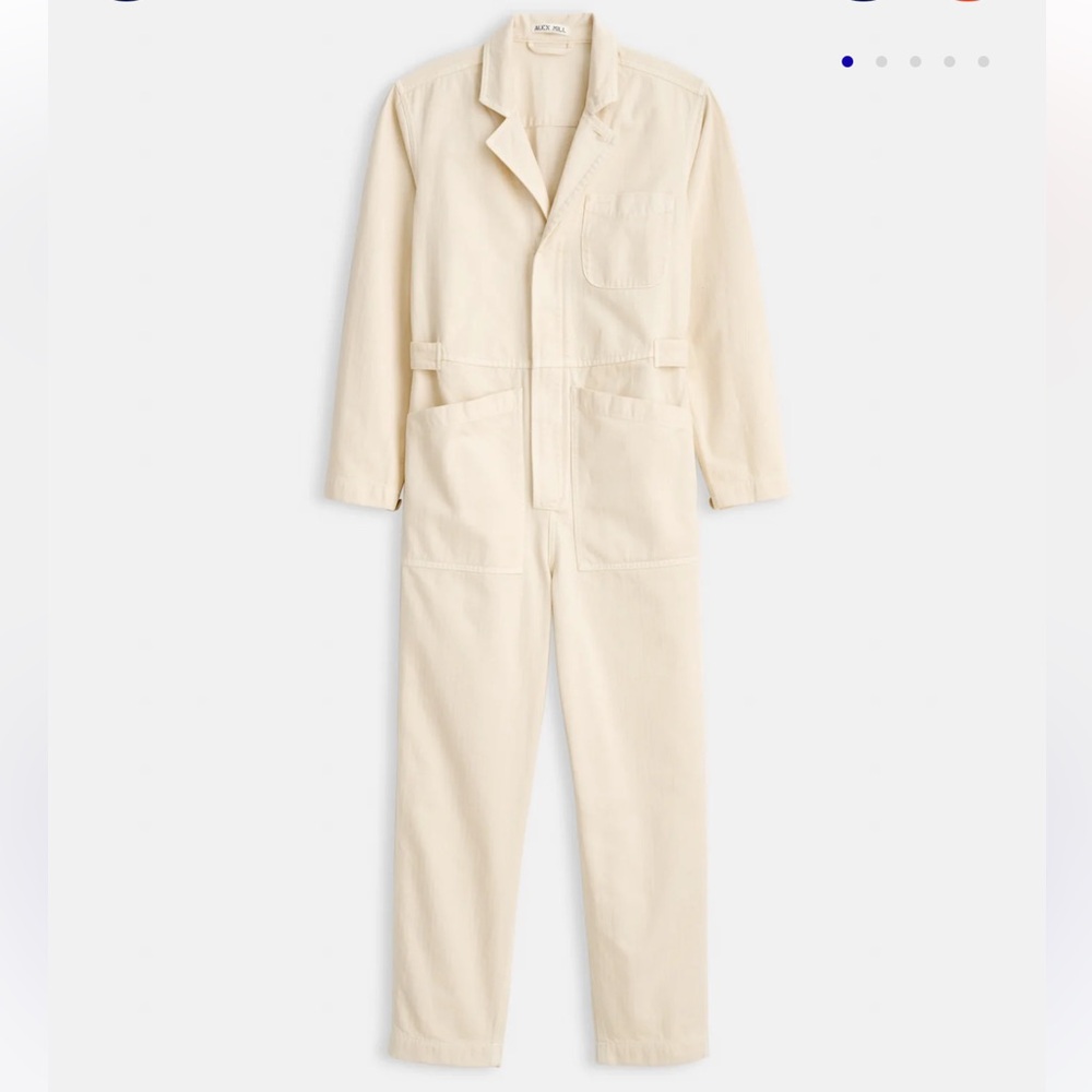 Alex Mill Standard Zip Jumpsuit Herringbone Ecru - L